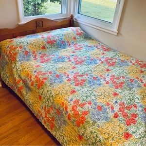 CUDDLEDOWN Monet Flower Garden Quilted Percale Coverlet